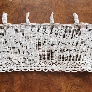 Vintage Handmade Crochet Curtain Valance Window Decor